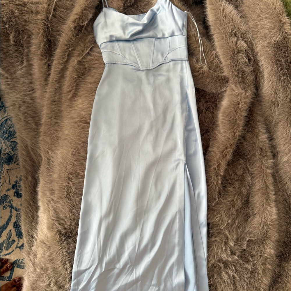 Zara Light Blue Midi Dress with Corset
